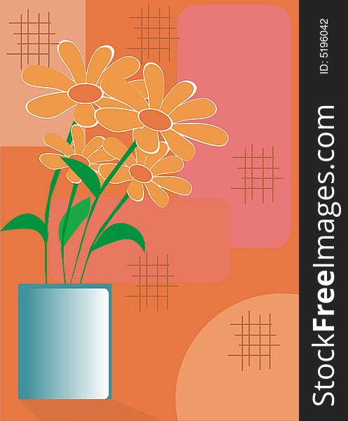 Flowers and vases illustration vector