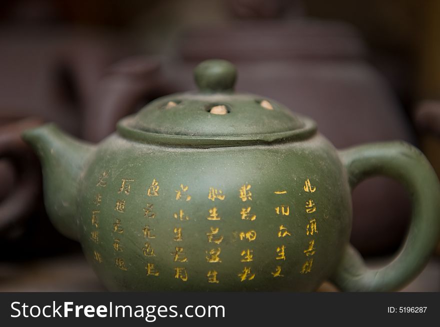 Antique green Chinese Tea pot