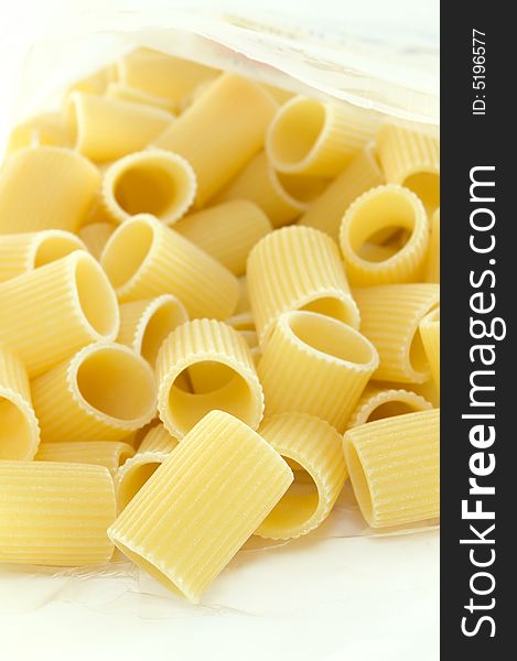 Raw italian pasta on white background. Raw italian pasta on white background