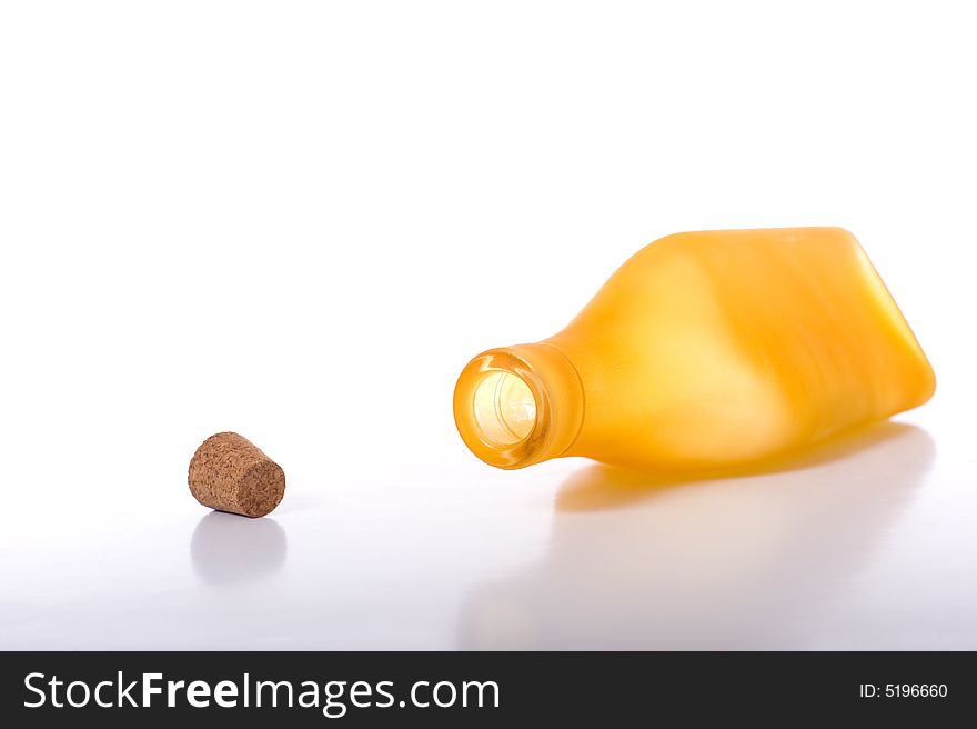 Colorful bottles on a white background with copy space. Colorful bottles on a white background with copy space