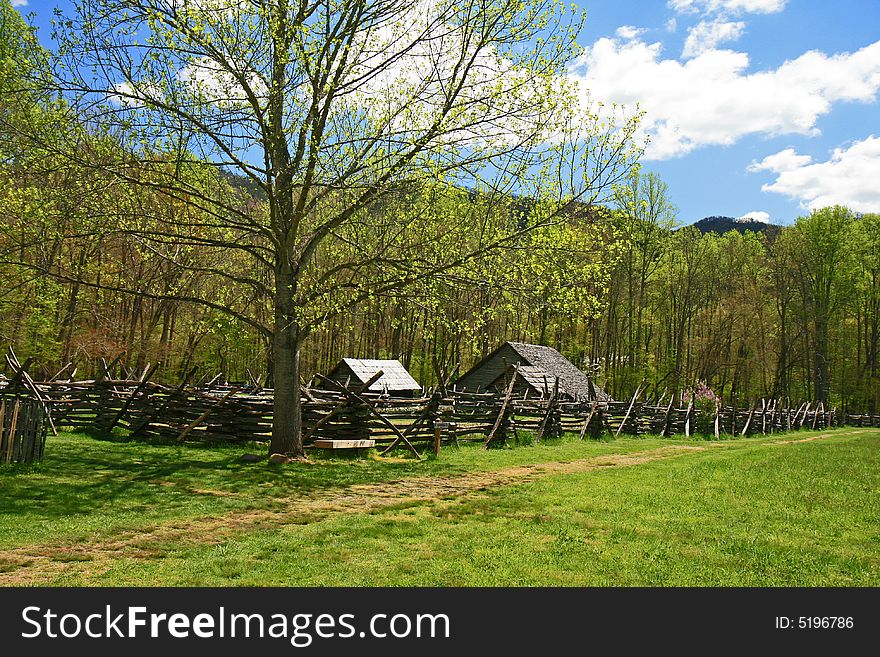 The Indian village in the Great Smoky Mountain National Park. The Indian village in the Great Smoky Mountain National Park