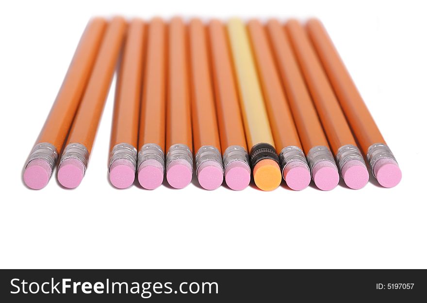 Grouping of pencils with spacing and unique elements. Grouping of pencils with spacing and unique elements