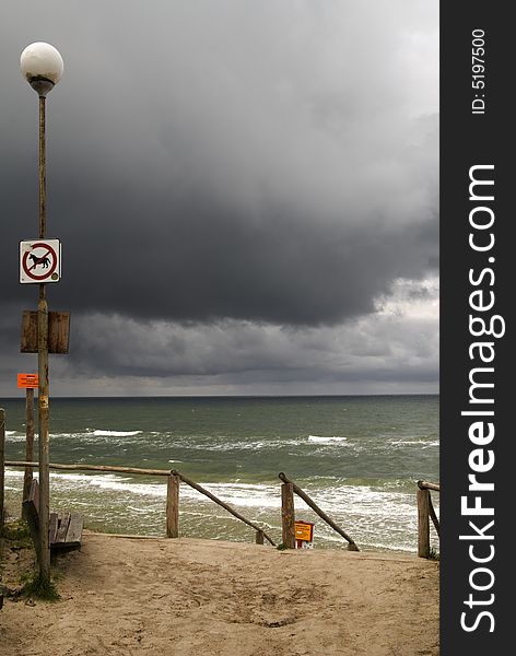 Beach entrance on a cloudy day