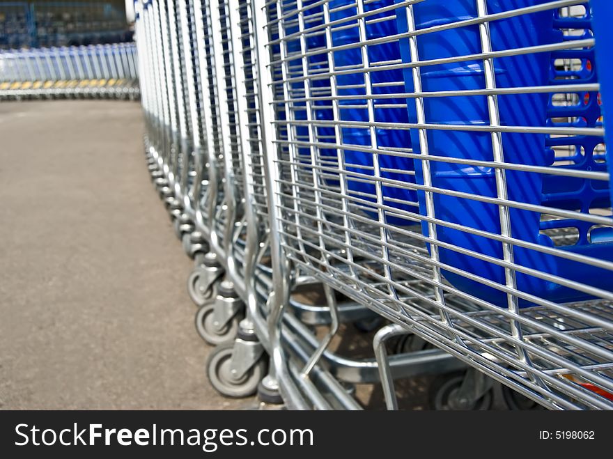 Row Of Light Carts For A Supermarket