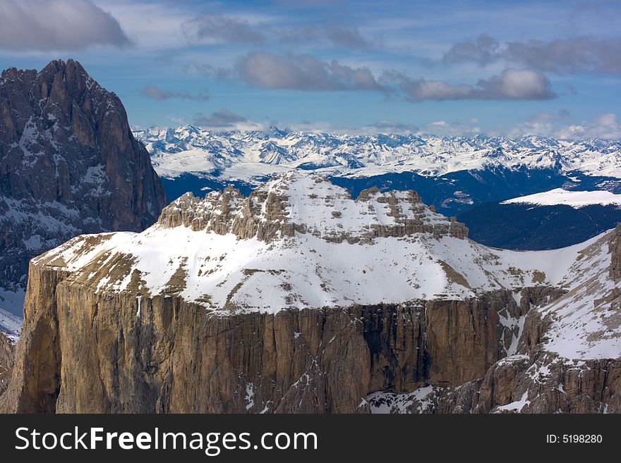 Beautiful winter mountain landscape in Italian Dolomites