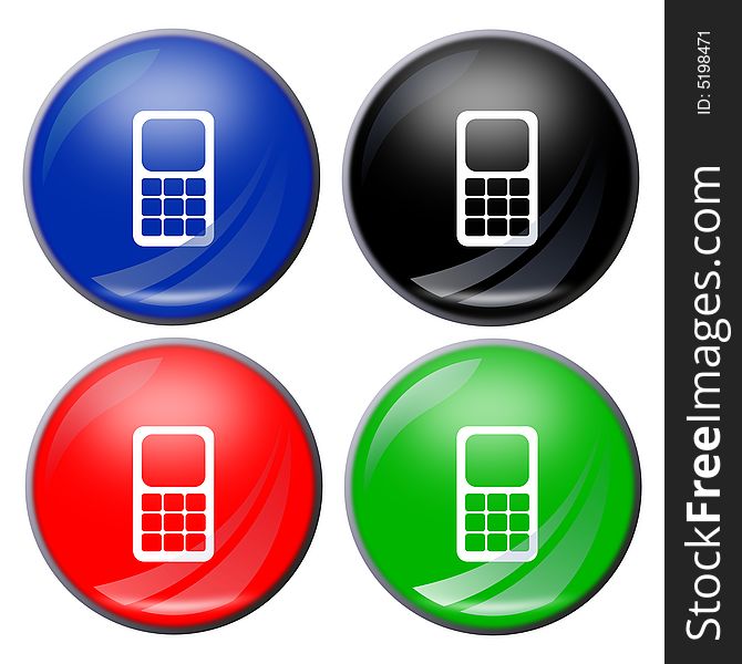 Illustration of a phone button in four colors