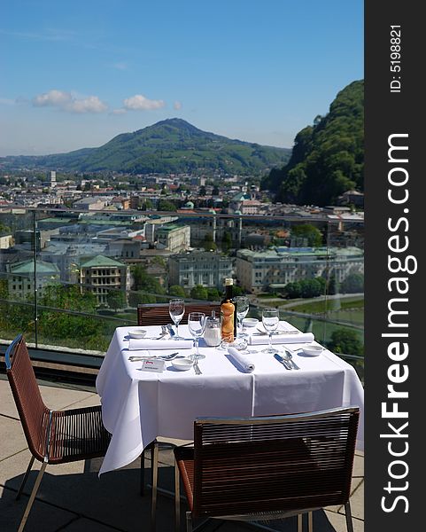 Terras in Salsburg with a mountain view