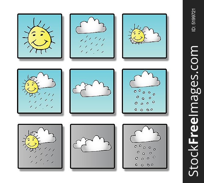 A selection of weather icons to indicate the given weather for each day.