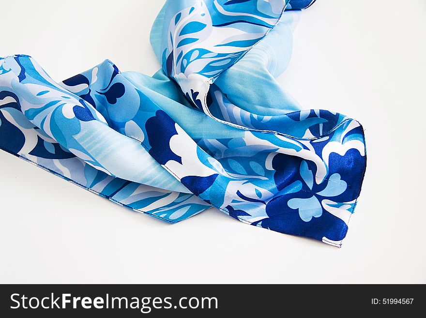 Bright scarf blue on white. Bright scarf blue on white.