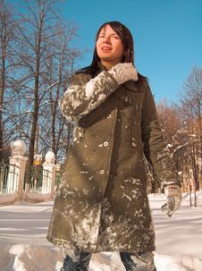 The Girl In A Snow Royalty Free Stock Photos