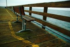 Bench On Wharf Looking Out To Sea. Stock Photo Bench On Wharf Looking Out To Sea. Stock Photo