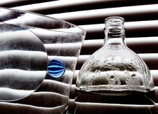 Still Life With Blue Glass Ball Stock Photos