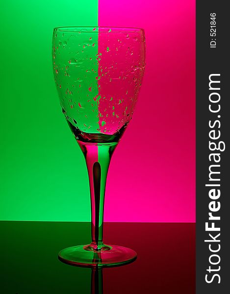 Glass on neon background