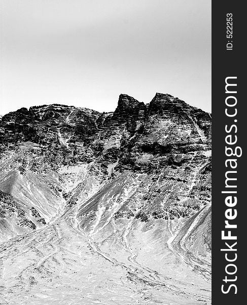 Black and white image of a majestic mountain. Black and white image of a majestic mountain