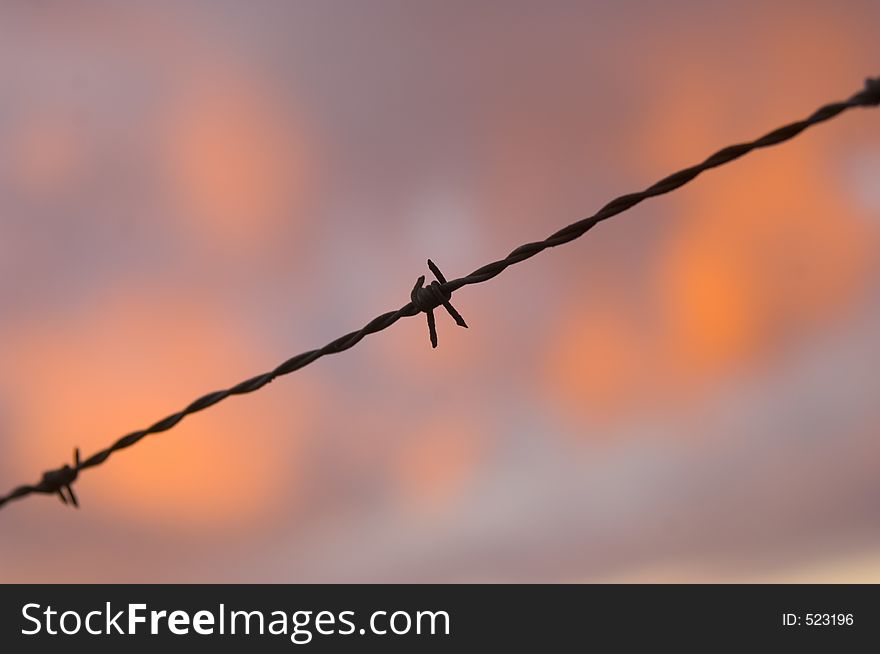 Barbed Wire And Stormy Sky