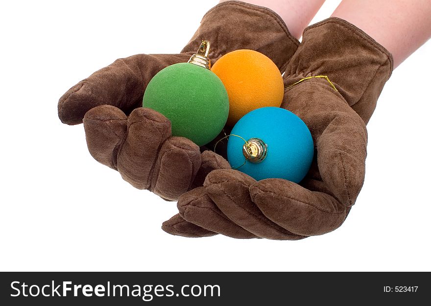 Gloves and christmas balls