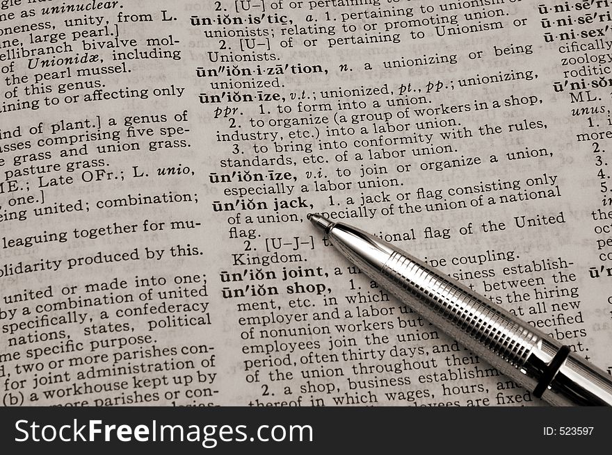 Word union jack in dictionary highlighted by pen. Word union jack in dictionary highlighted by pen