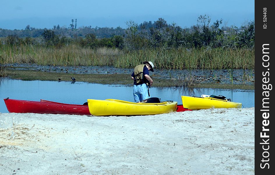 Photographed canoes for rent at a local camp site in Florida.
