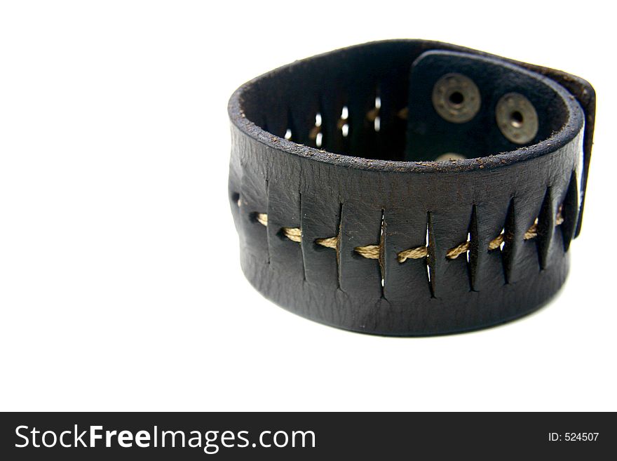 A leather bonded wrist accessory. A leather bonded wrist accessory