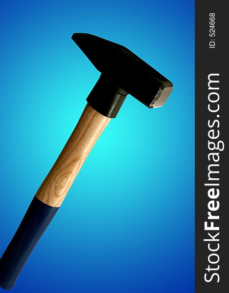 Sledgehammer with clipping path isolated on blue