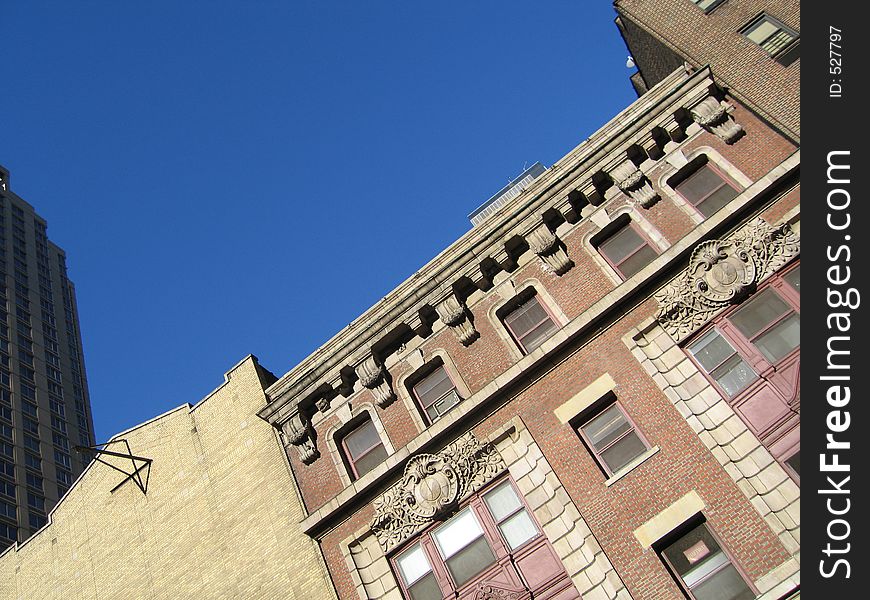 Buildings, angled blue sky nyc. Buildings, angled blue sky nyc