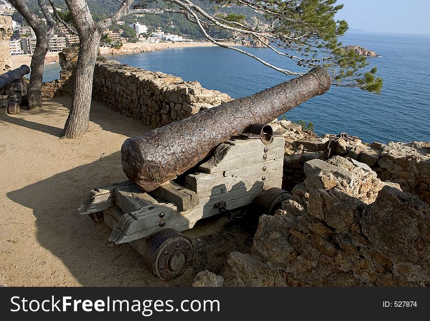 Cannon in Tossa de Mar . Costa Brava . Catalonia. Spain