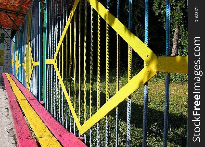 Coloured behches in the scout camp