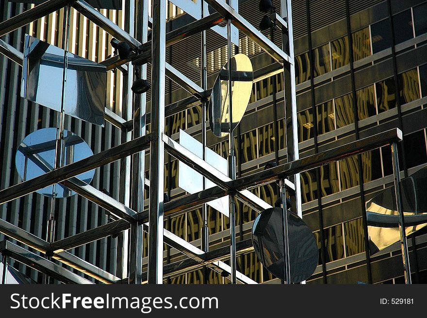 Metal structure merged with office buildinting. Metal structure merged with office buildinting