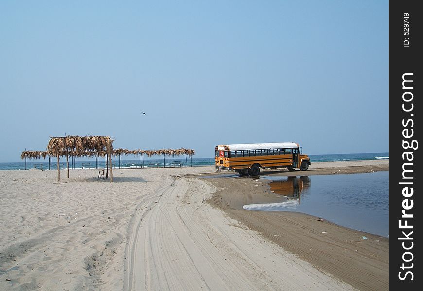 Bus on a Hoduran road. Bus on a Hoduran road