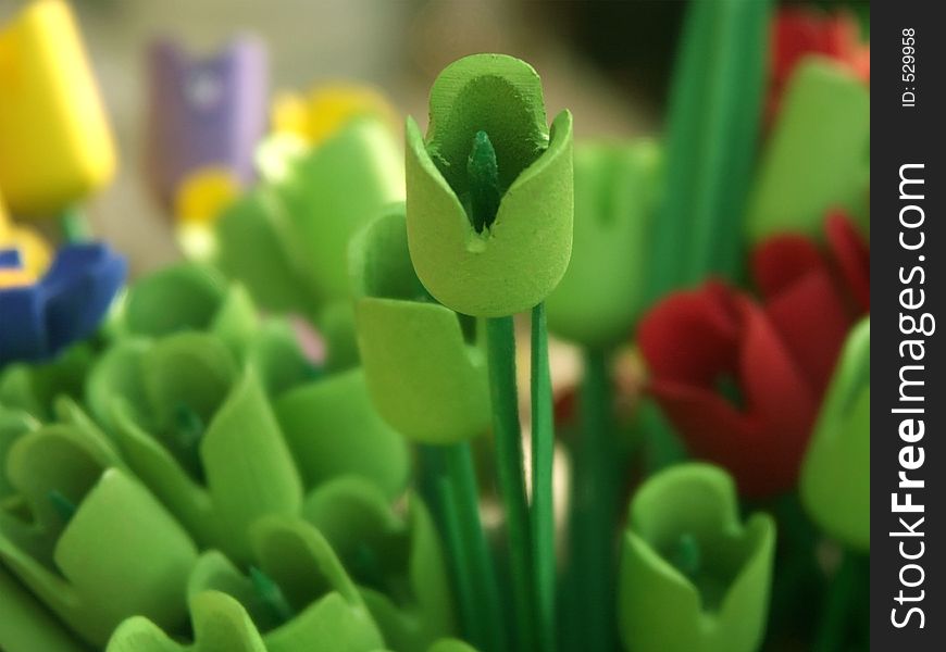 Chiseled wooden flowers