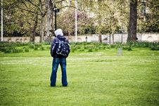 Unrecognizable Man In The Park Royalty Free Stock Images