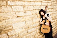 Street Artist Holding Guitar Royalty Free Stock Image Street Artist Holding Guitar Royalty Free Stock Image