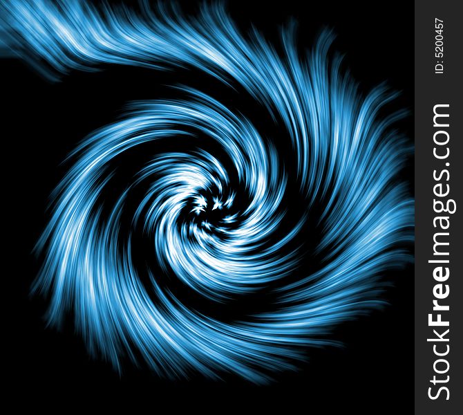 Blue twirl spiral against black background. Blue twirl spiral against black background.