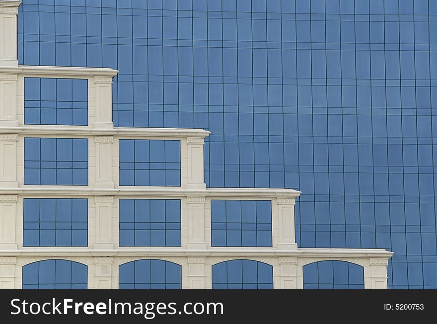 Marble Columns on Exterior of a Glass Building. Marble Columns on Exterior of a Glass Building