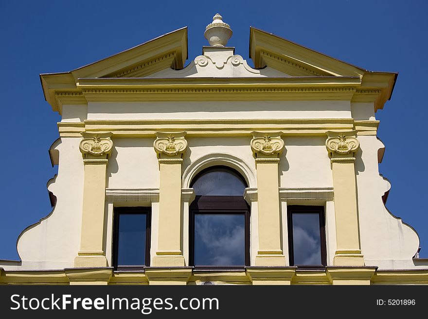 Architecture of the city house building in Holesov (Moravia, Czech Republic) from 19th century.