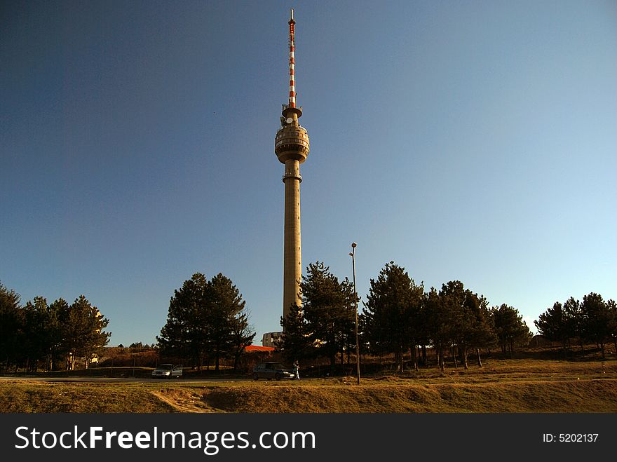 Television tower at Ruse town in Bulgaria near Danube river. Television tower at Ruse town in Bulgaria near Danube river