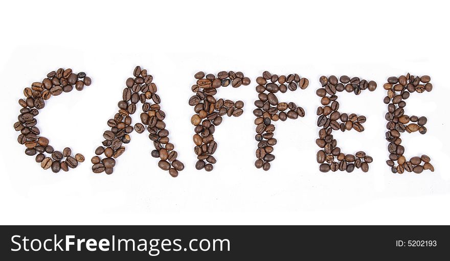 Word caffee made of caffee beans