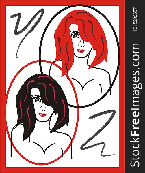 Beautiful girl presented as red and black glamour card. Beautiful girl presented as red and black glamour card