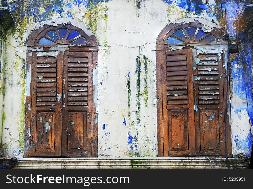 Two windows in old residential area