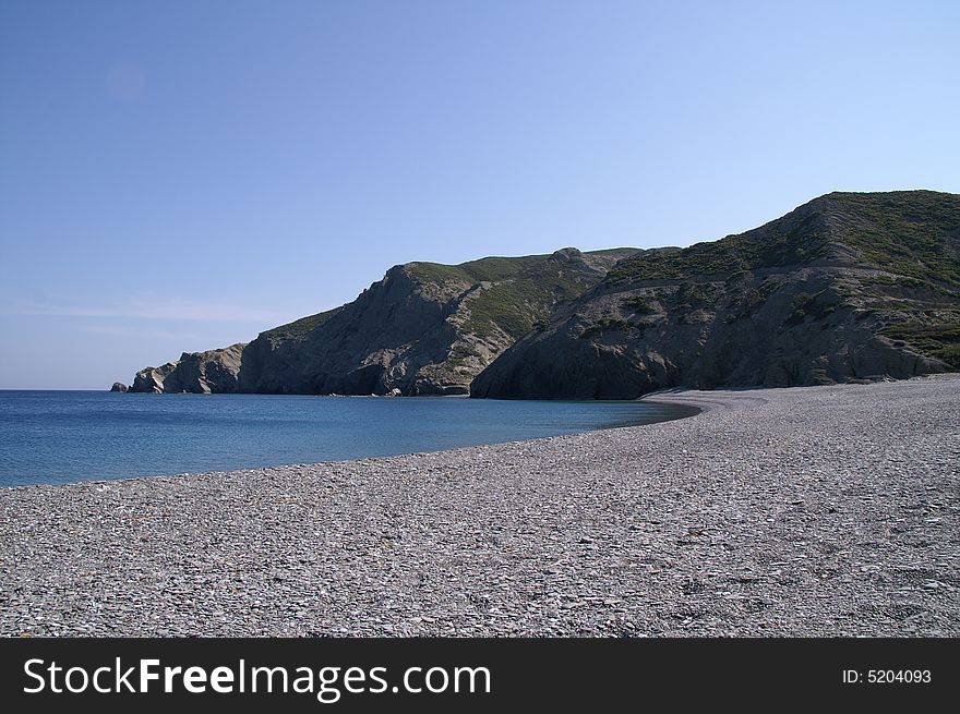 Deserted beach called Agios Mina on the island of Karpathos, Greece