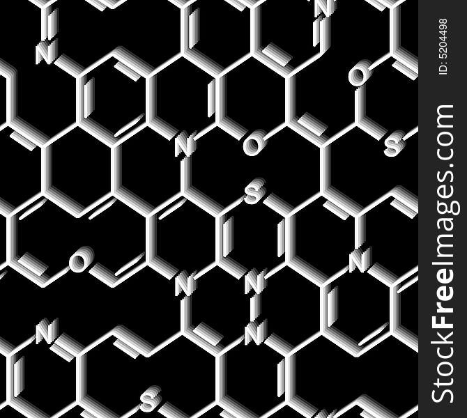 Chemical heterocyclic structure. Seamlessly vector wallpaper. Chemical heterocyclic structure. Seamlessly vector wallpaper