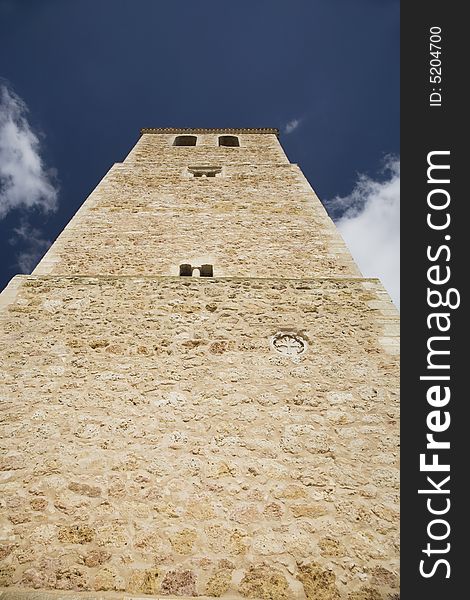 Tower of the church at belmonte village in spain. Tower of the church at belmonte village in spain