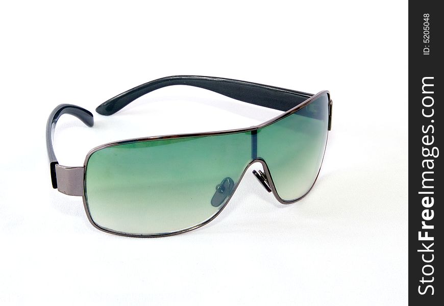 Green sunglasses on white background. Green sunglasses on white background