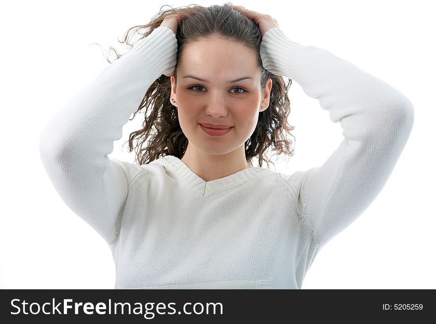 Beauty woman portrait on white background