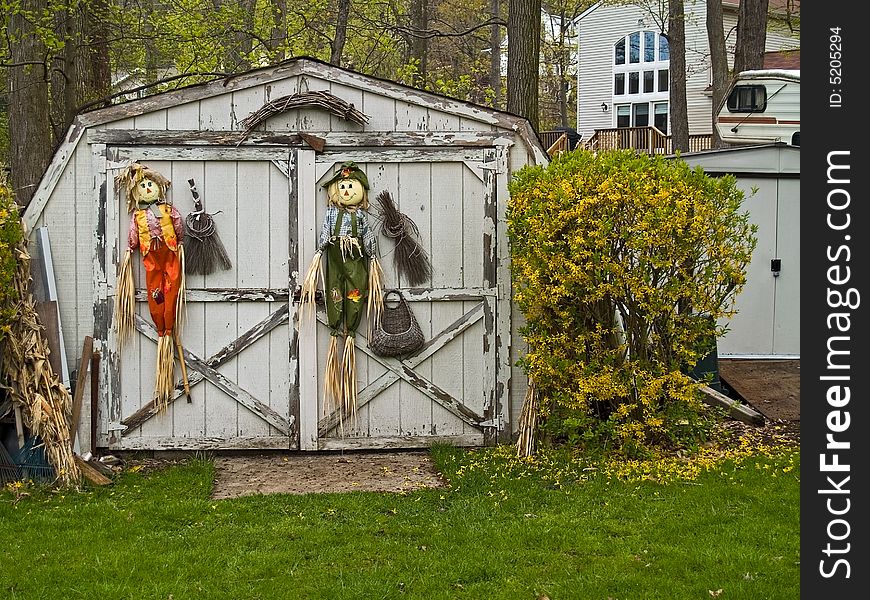 Scarecrows On Shed