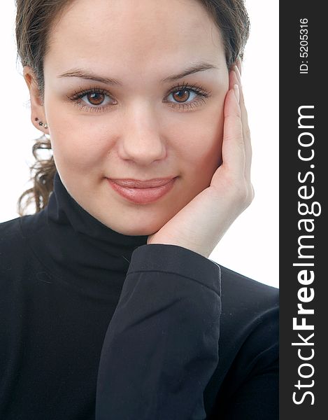 Beauty woman portrait on white background