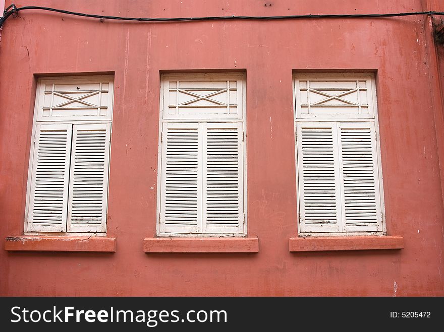 Colonial style windows in downtown melaka