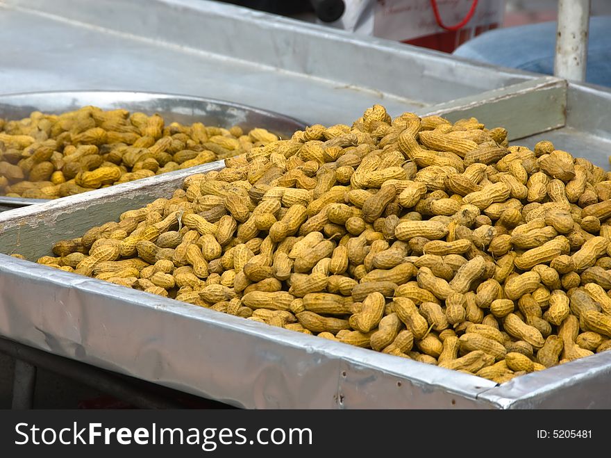 Roasted peanuts for sale on street