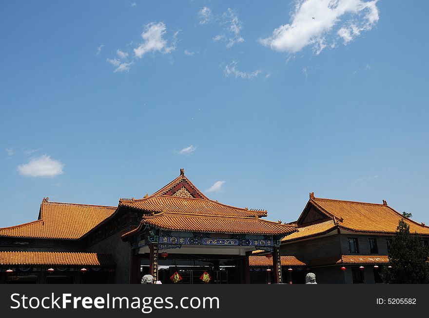 Chinese style building under blue sky. Chinese style building under blue sky