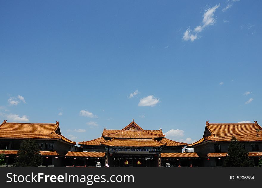 Chinese style building under blue sky. Chinese style building under blue sky